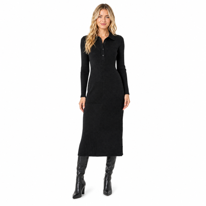 Women's Patchwork Knit Midi Shirt Dress