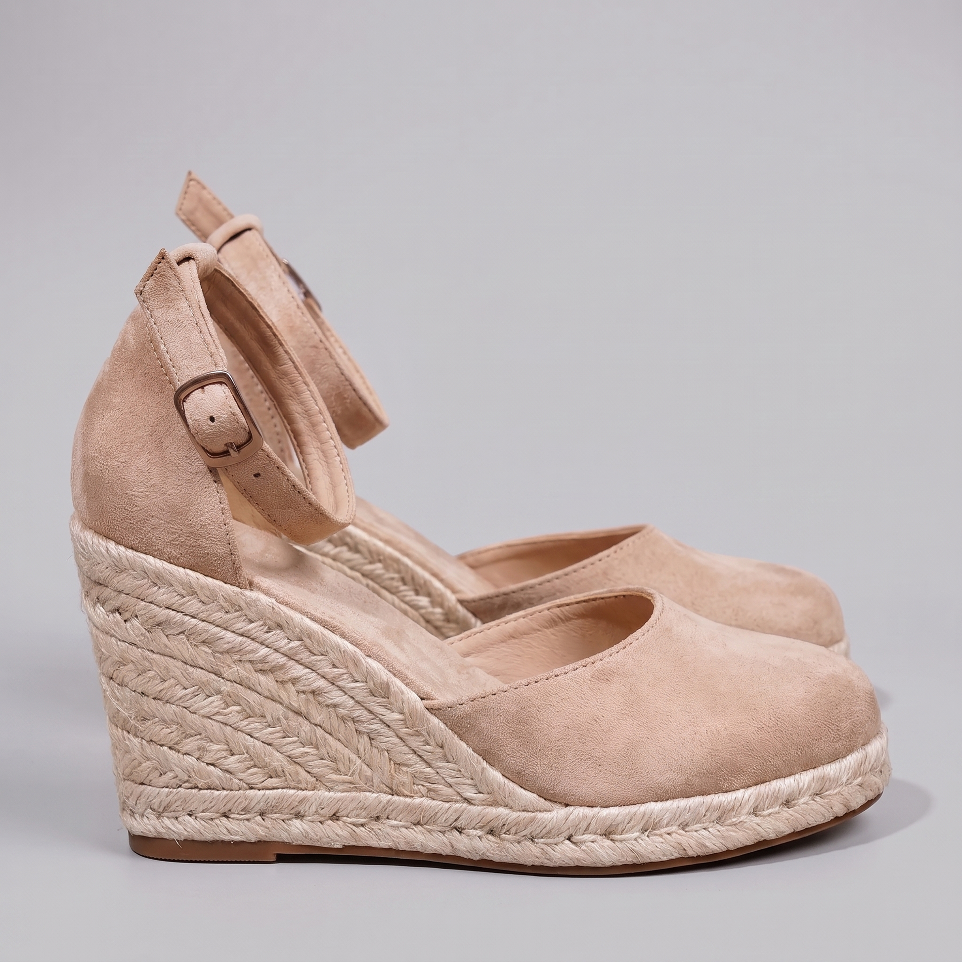 Women's Platform Wedge Shoes with Crossed Ankle Strap