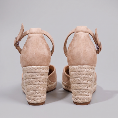 Women's Platform Wedge Shoes with Crossed Ankle Strap