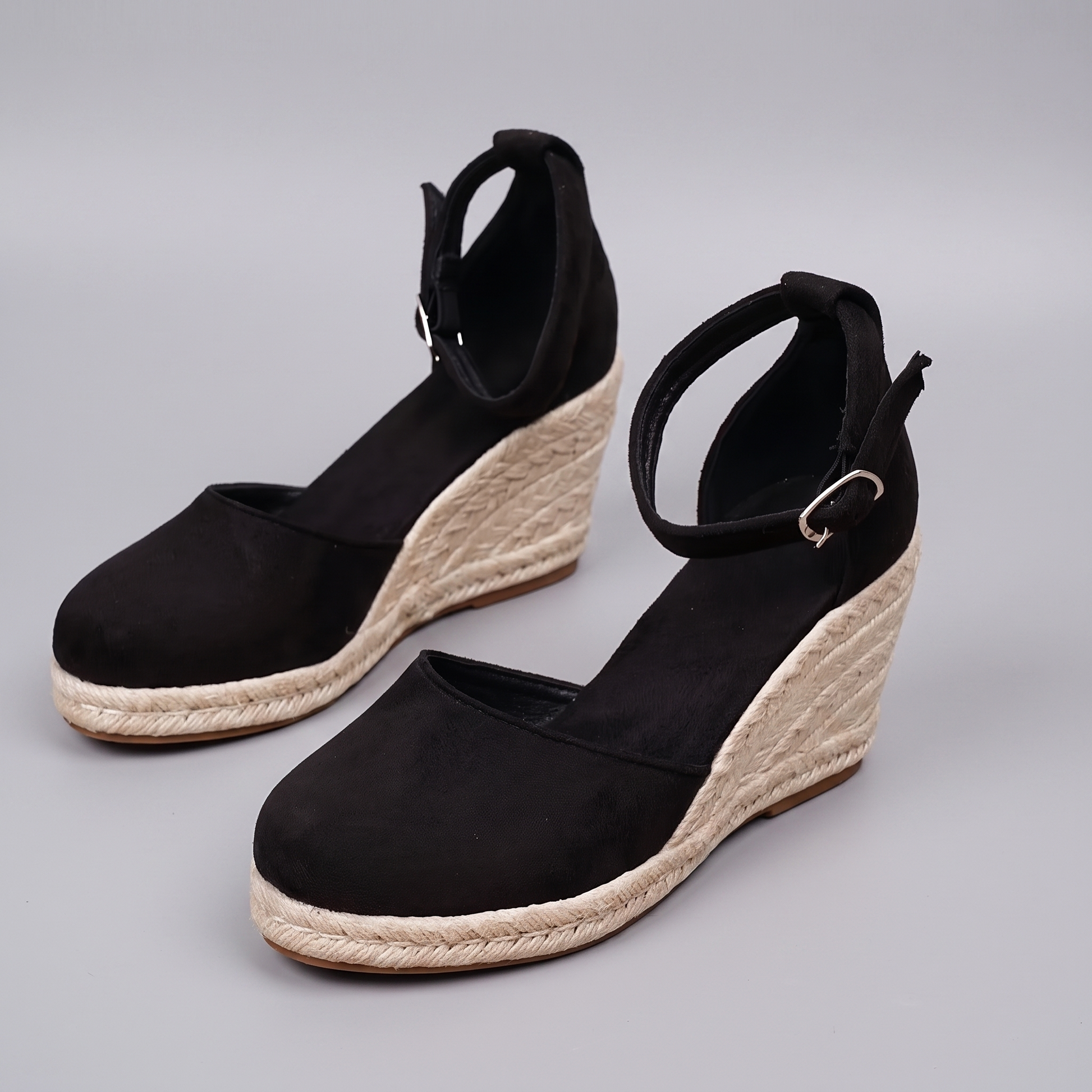 Women's Platform Wedge Shoes with Crossed Ankle Strap