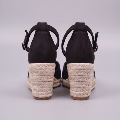Women's Platform Wedge Shoes with Crossed Ankle Strap