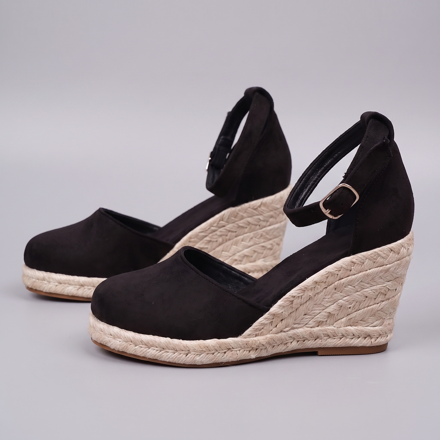 Women's Platform Wedge Shoes with Crossed Ankle Strap