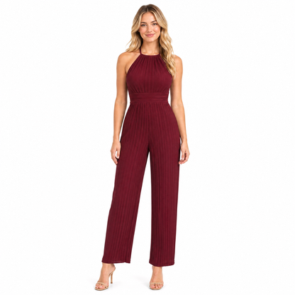 Women's Pleated Halter-Tie Jumpsuit