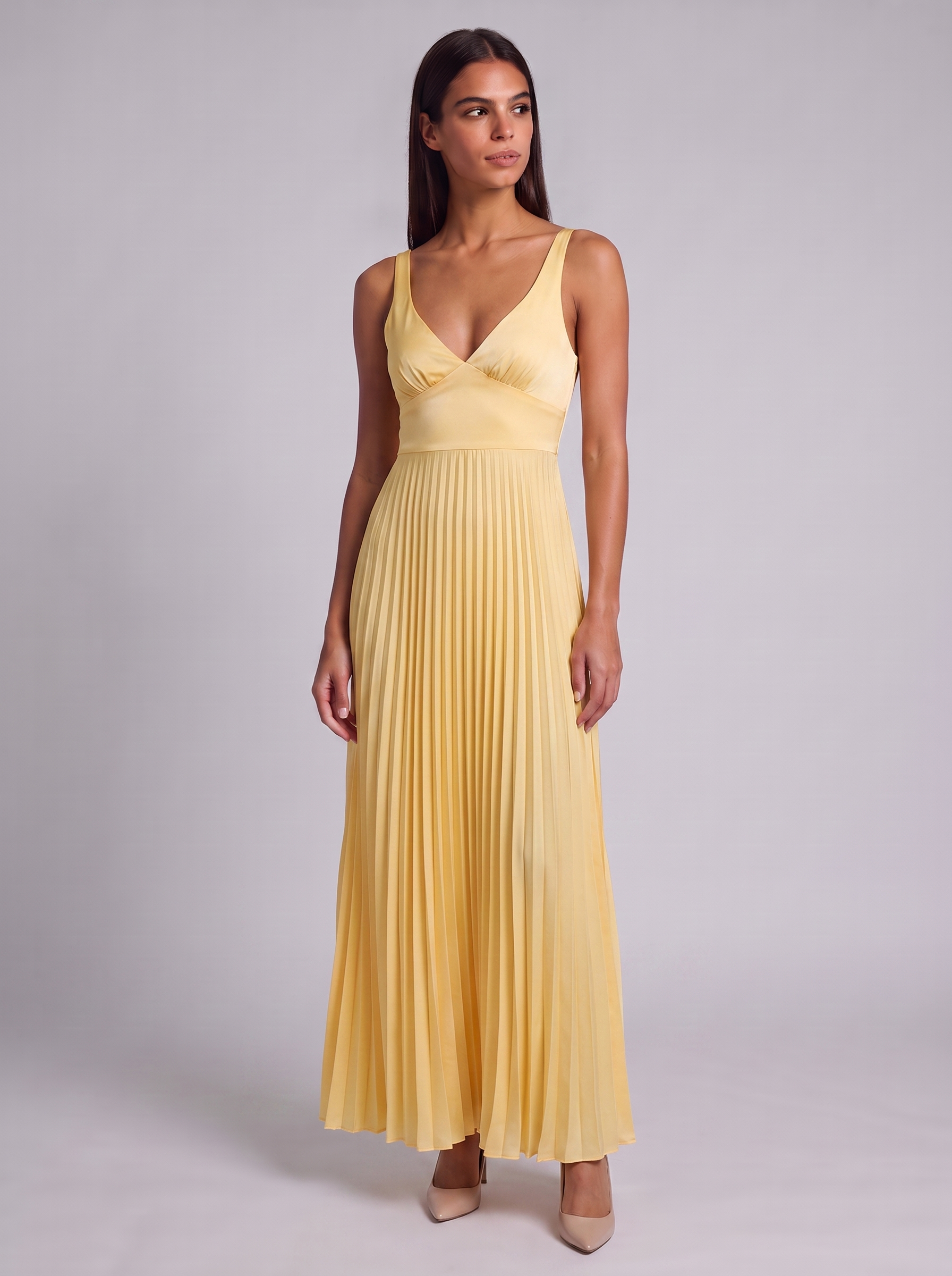 Women's Pleated Midi Dress for Summer Events