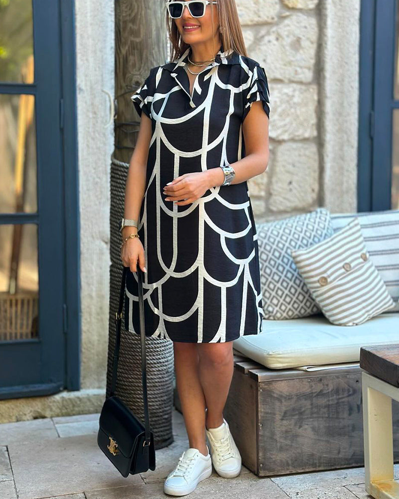 Women's Plus Size Geometric Print Midi Dress for Summer