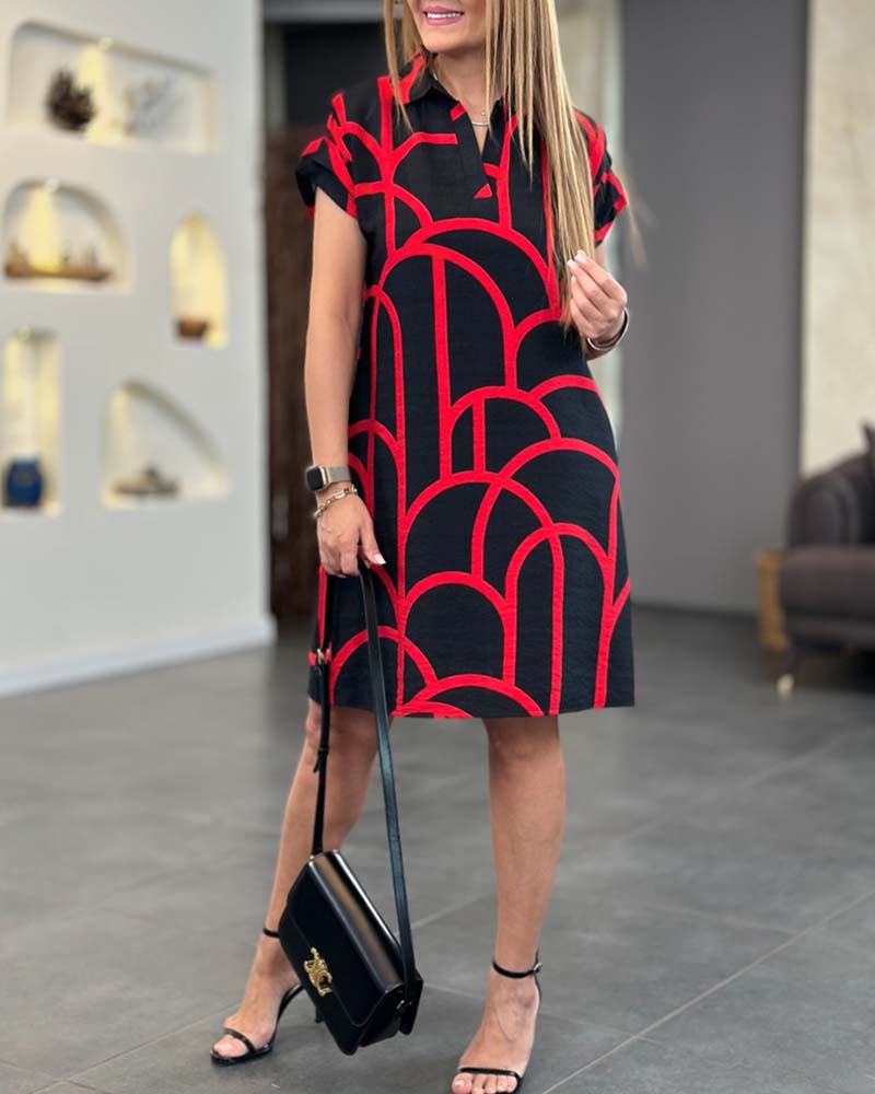 Women's Plus Size Geometric Print Midi Dress for Summer