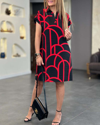 Women's Plus Size Geometric Print Midi Dress for Summer