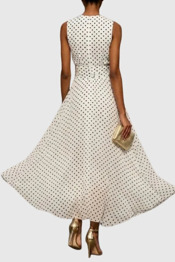 Women's Polka Dot Maxi Dress with Mermaid Silhouette