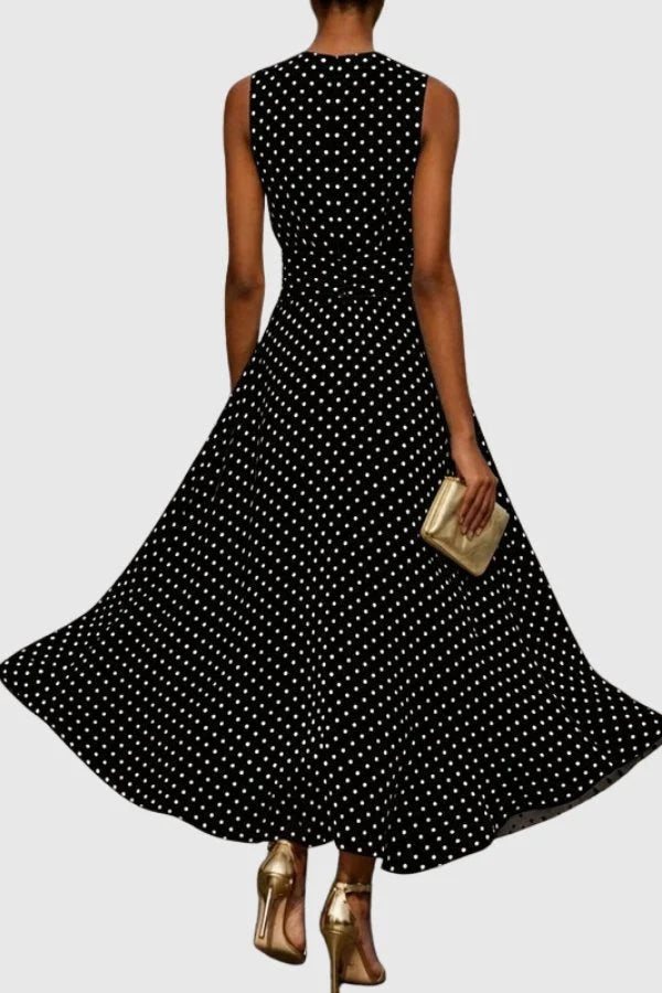 Women's Polka Dot Maxi Dress with Mermaid Silhouette