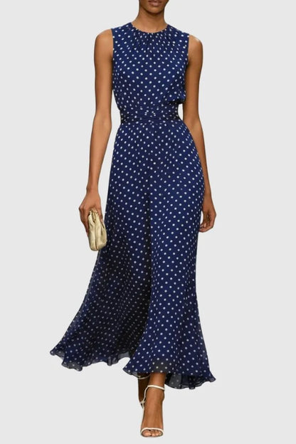 Women's Polka Dot Maxi Dress with Mermaid Silhouette