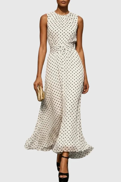Women's Polka Dot Maxi Dress with Mermaid Silhouette