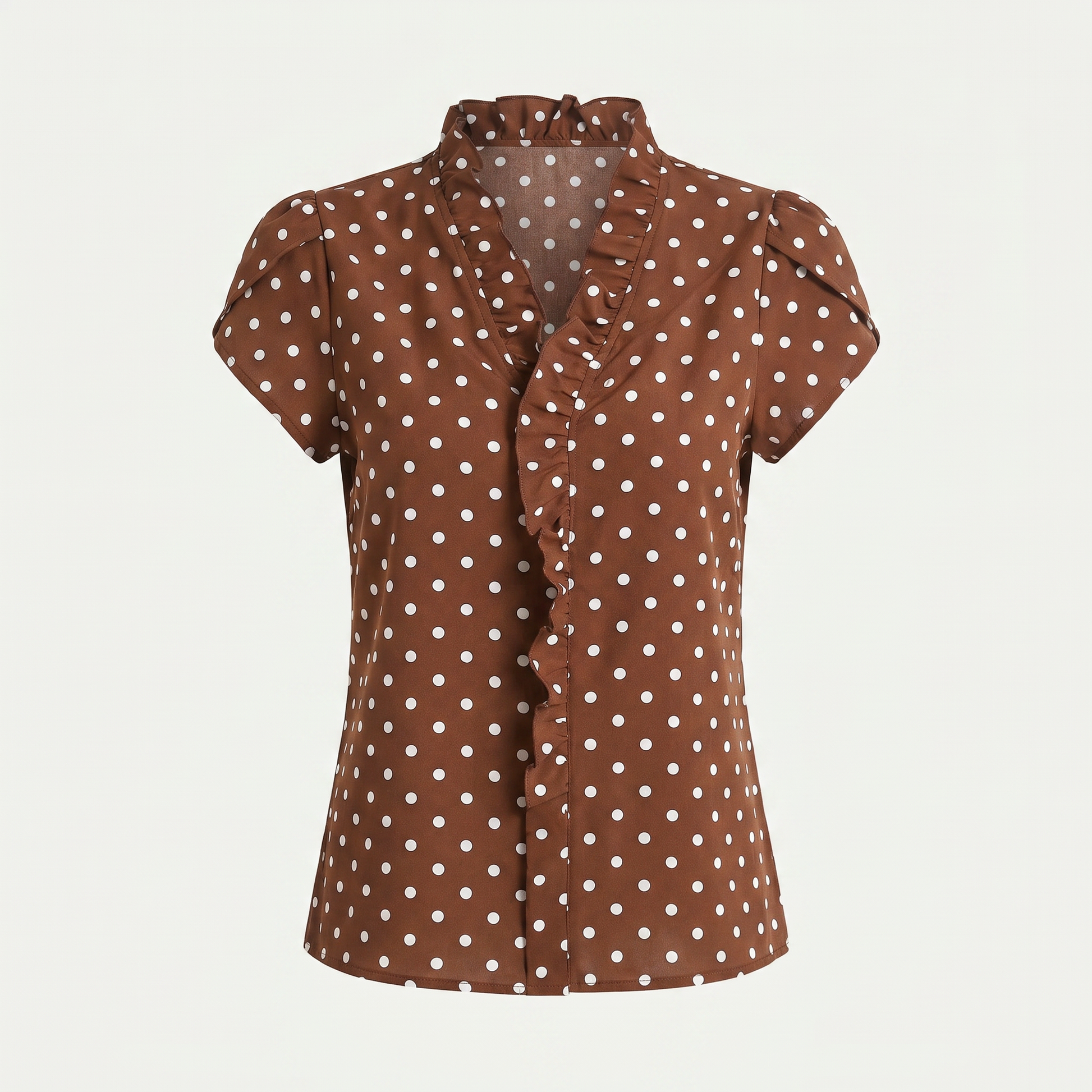 Women's Polka Dot Ruffle Neck Blouse