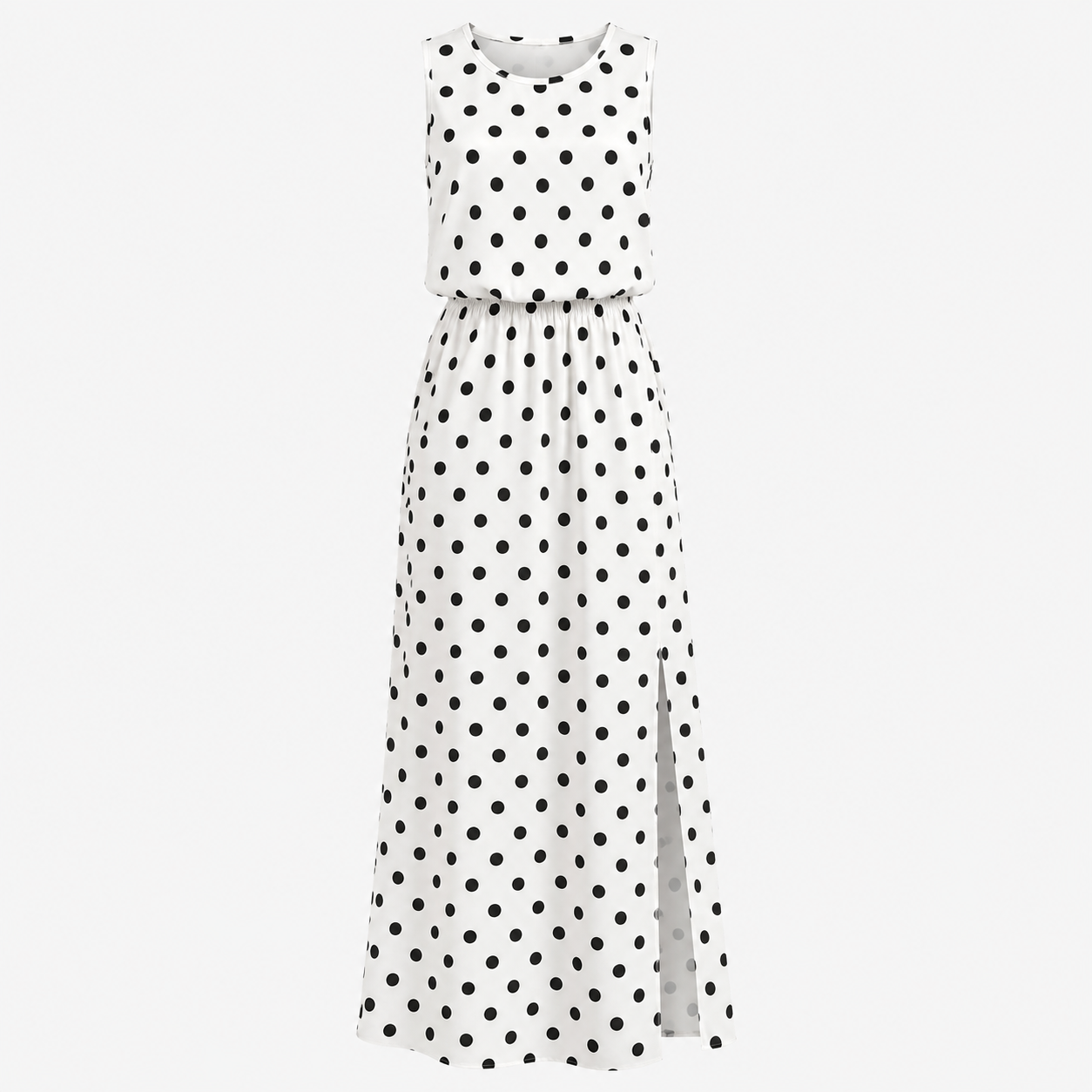 Women's Polka Dot Split Maxi Dress