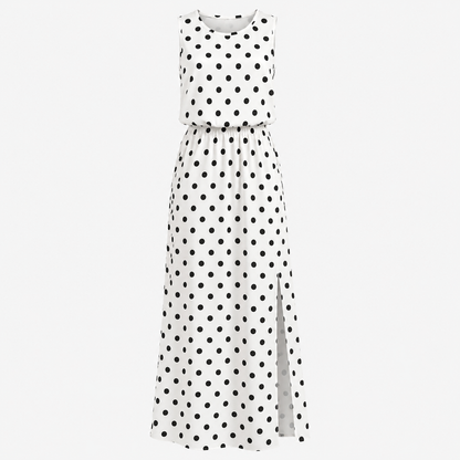 Women's Polka Dot Split Maxi Dress
