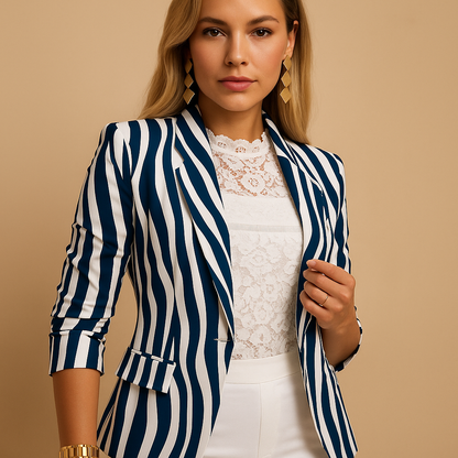 Women's Printed Blazer with Shawl Collar