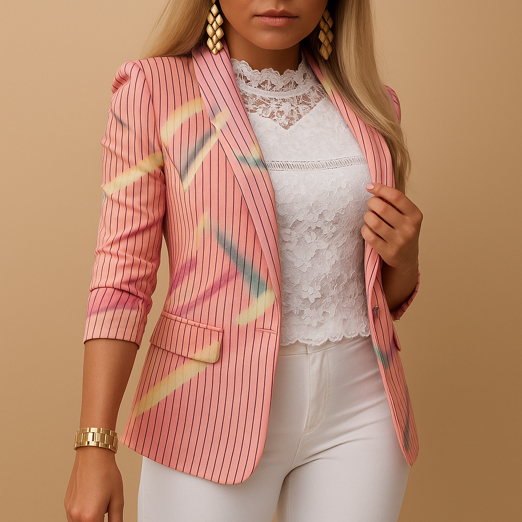 Women's Printed Blazer with Shawl Collar