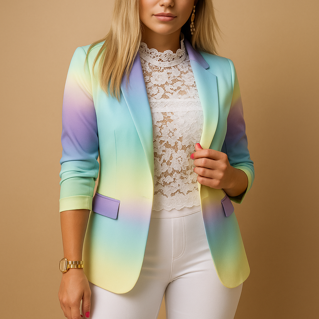 Women's Printed Blazer with Shawl Collar