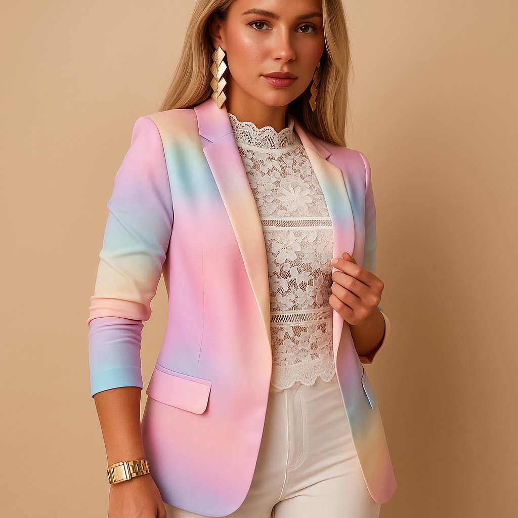 Women's Printed Blazer with Shawl Collar