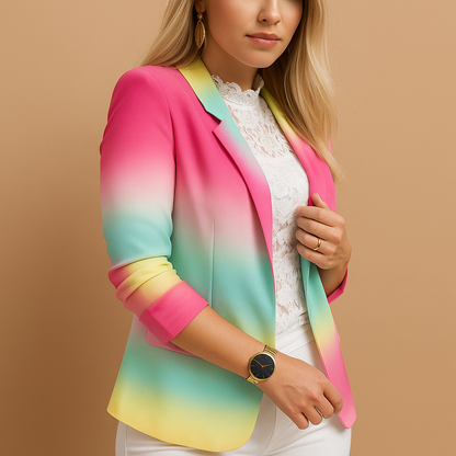 Women's Printed Blazer with Shawl Collar