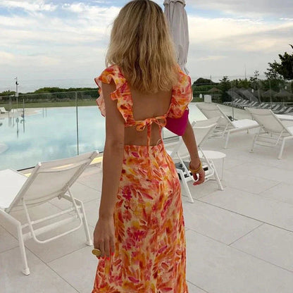 Women's Printed Ruffle Summer Dress
