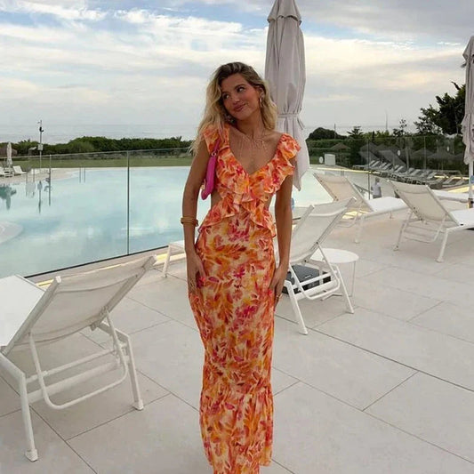 Women's Printed Ruffle Summer Dress
