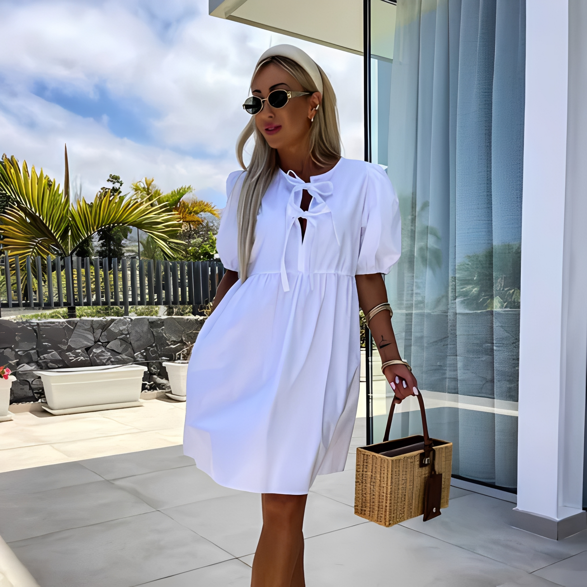 Women's Puff Sleeve Mini Dress for Summer Events