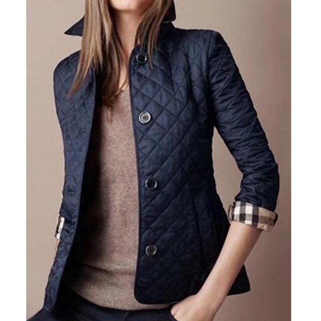 Women's Quilted Button-Up Jacket for Autumn and Winter