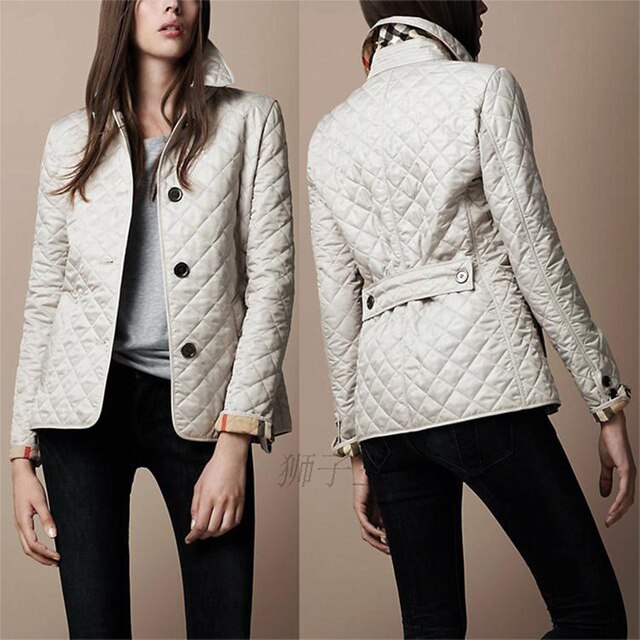 Women's Quilted Button-Up Jacket for Autumn and Winter