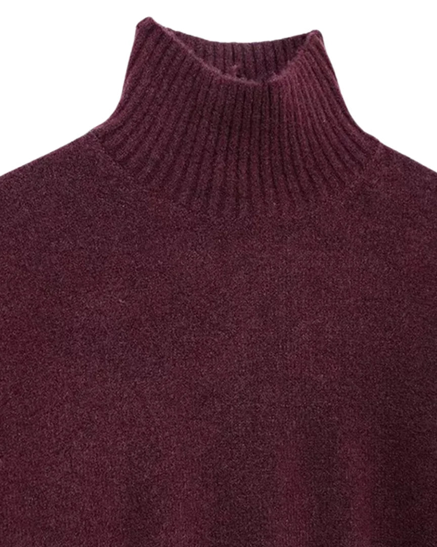 Women's Relaxed Roll-Neck Sweater Soft Knit