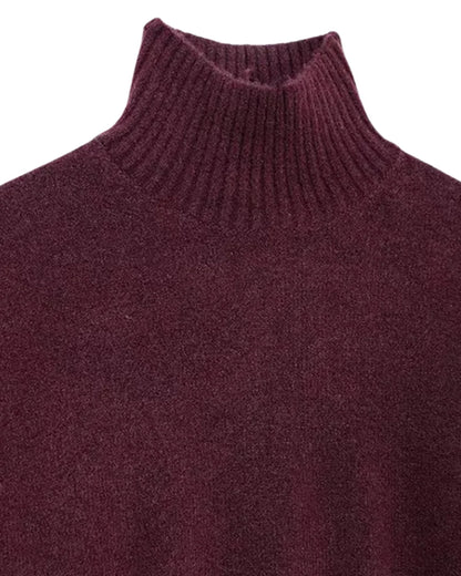 Women's Relaxed Roll-Neck Sweater Soft Knit