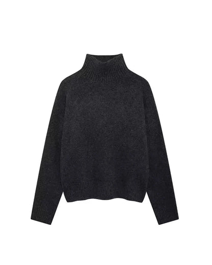Women's Relaxed Roll-Neck Sweater Soft Knit