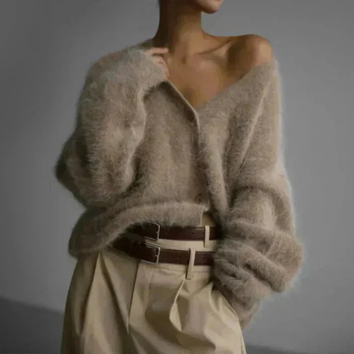 Women's Relaxed V-Neck Knit Cardigan