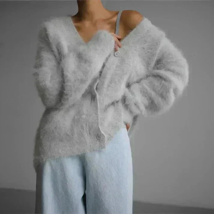 Women's Relaxed V-Neck Knit Cardigan