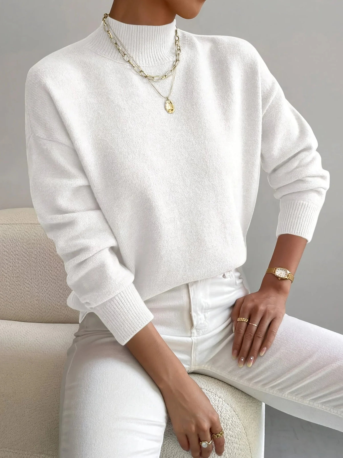 Women's Roll-Neck Knit Sweater