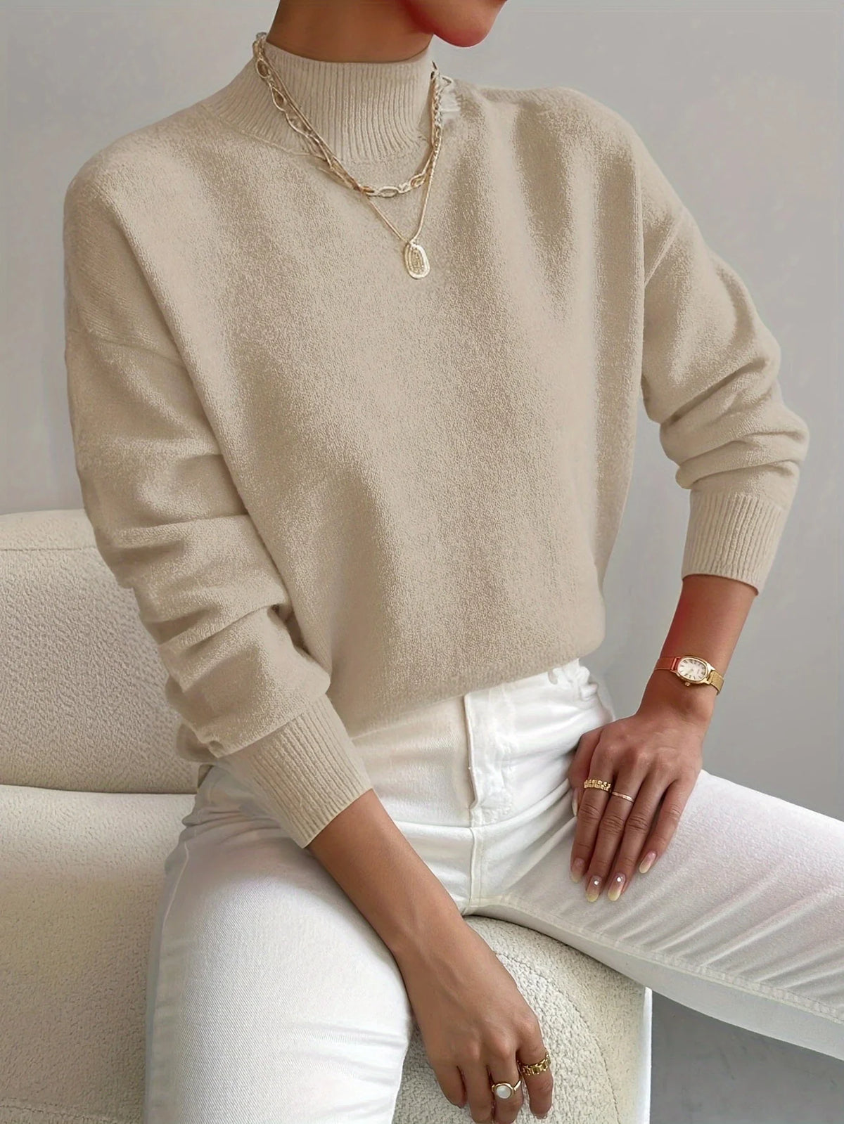 Women's Roll-Neck Knit Sweater