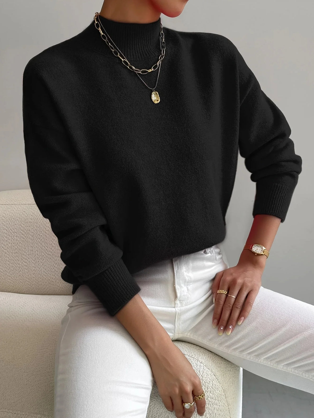 Women's Roll-Neck Knit Sweater