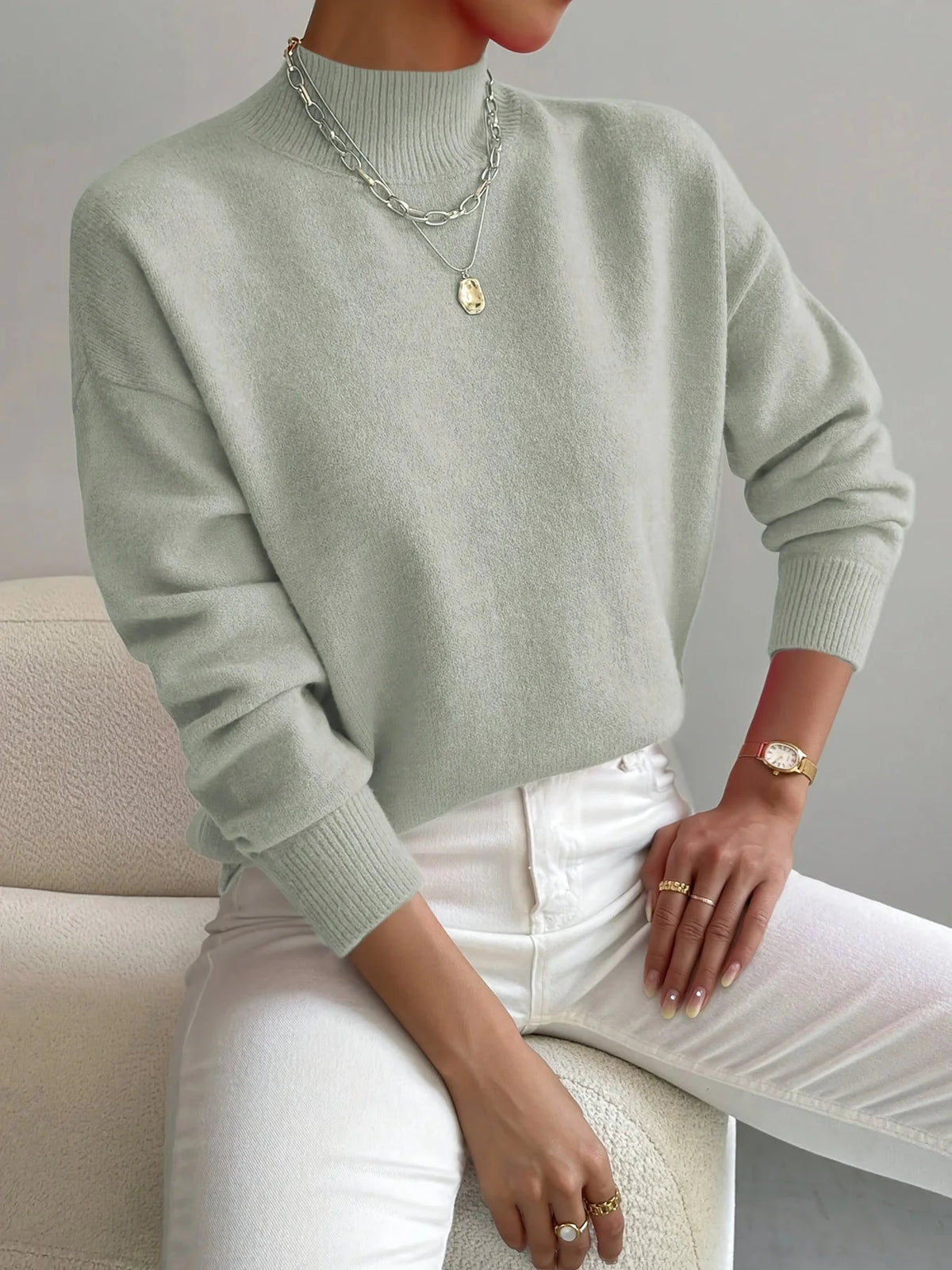 Women's Roll-Neck Knit Sweater