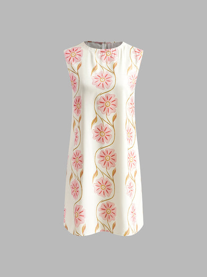 Women's Romantic Print Sleeveless Short Dress