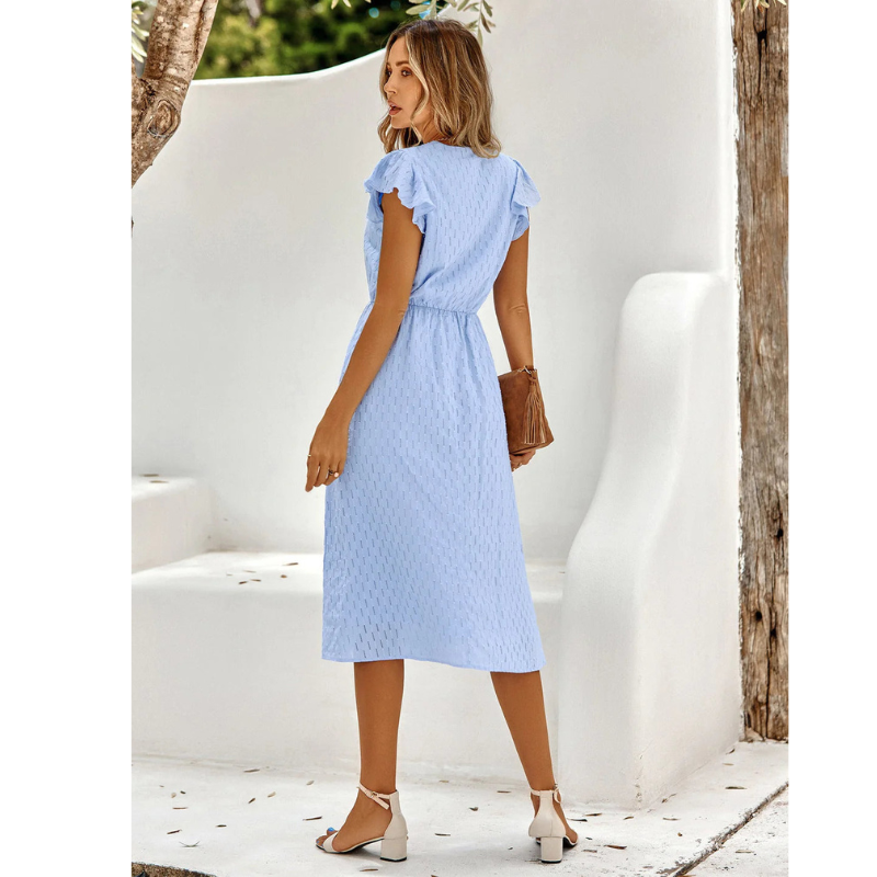 Women's Ruffle Sleeve Midi Dress for Summer
