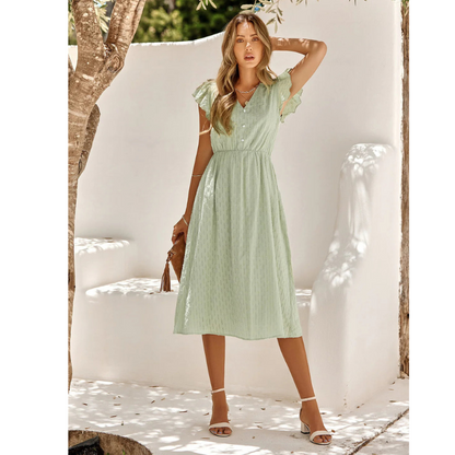 Women's Ruffle Sleeve Midi Dress for Summer
