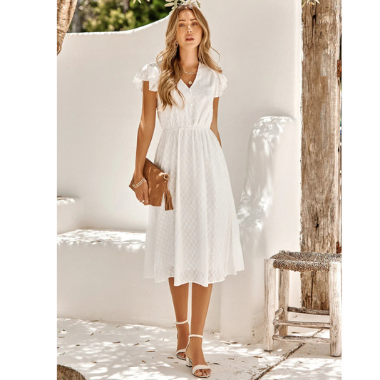 Women's Ruffle Sleeve Midi Dress for Summer