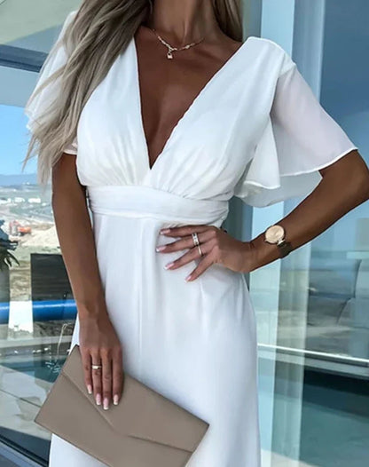 Women's Ruffle Sleeve Wide Leg Jumpsuit