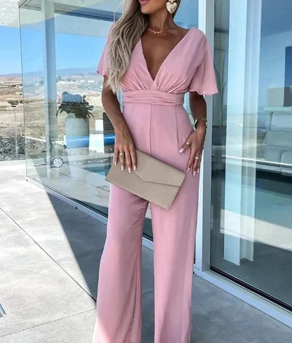 Women's Ruffle Sleeve Wide Leg Jumpsuit