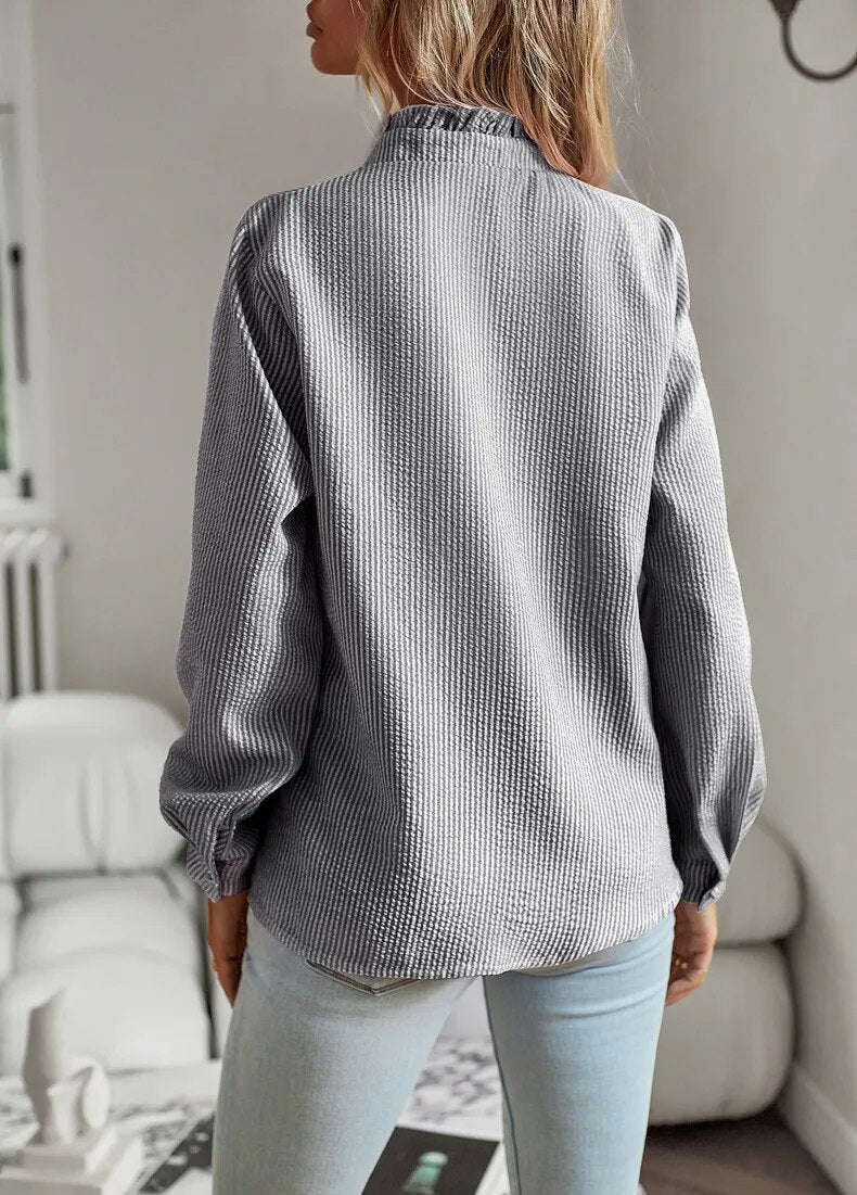 Women's Ruffled Button-Up Blouse