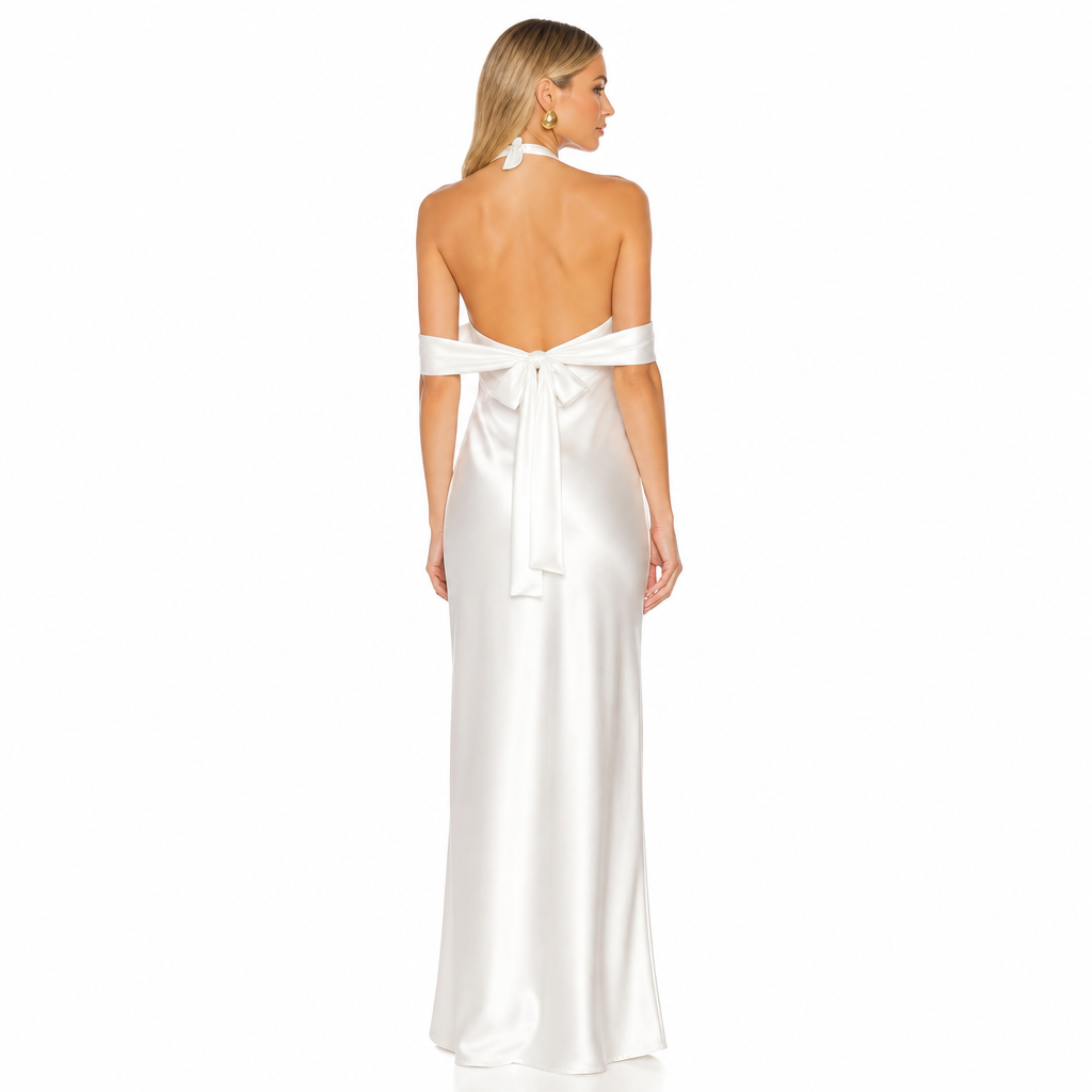 Women's Satin Halter Maxi Dress