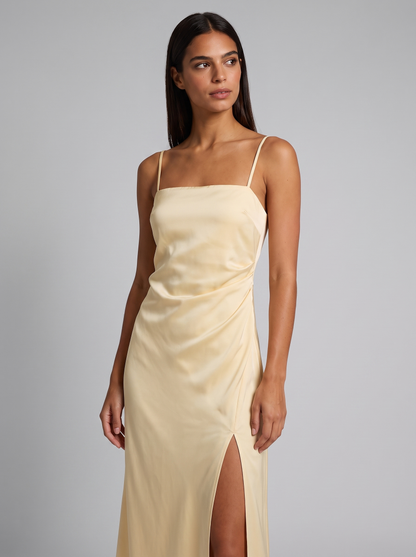 Women's Satin Maxi Dress with Spaghetti Straps