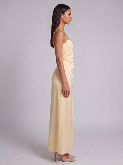 Women's Satin Maxi Dress with Spaghetti Straps