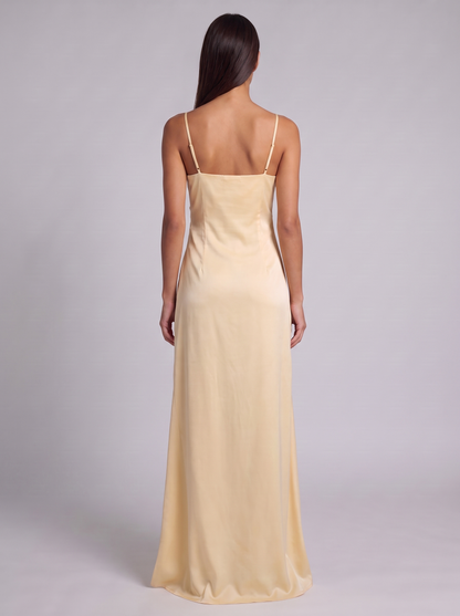 Women's Satin Maxi Dress with Spaghetti Straps