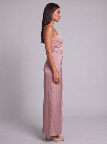 Women's Satin Maxi Dress with Spaghetti Straps