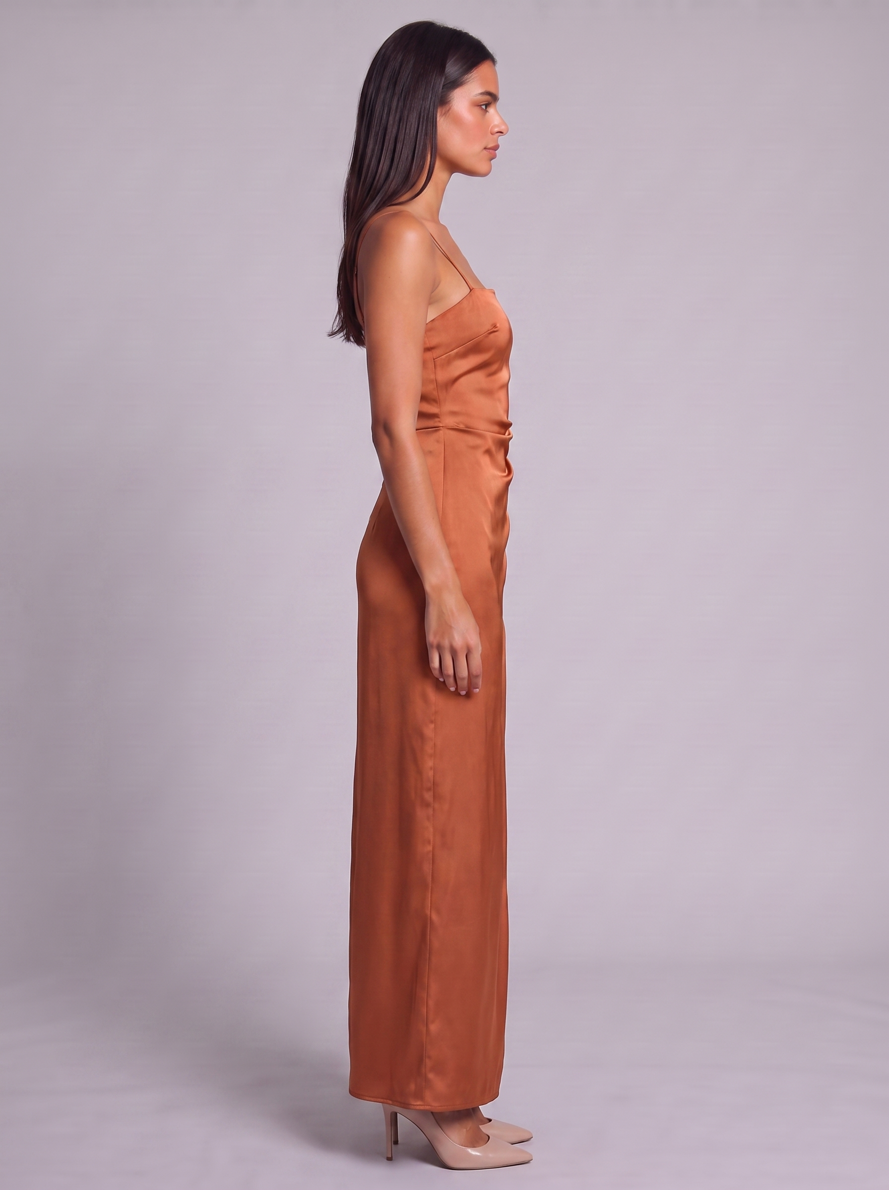 Women's Satin Maxi Dress with Spaghetti Straps